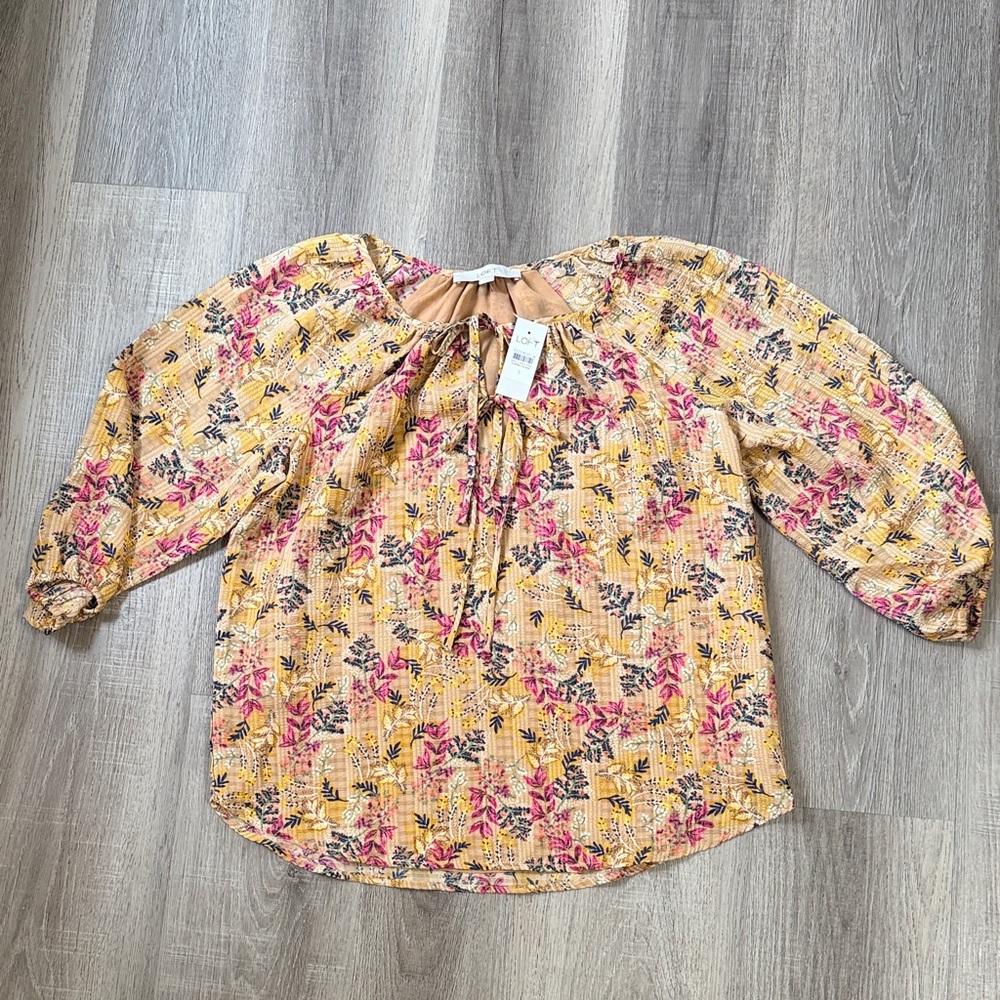 LOFT Floral Blouse in Yellow and Pink